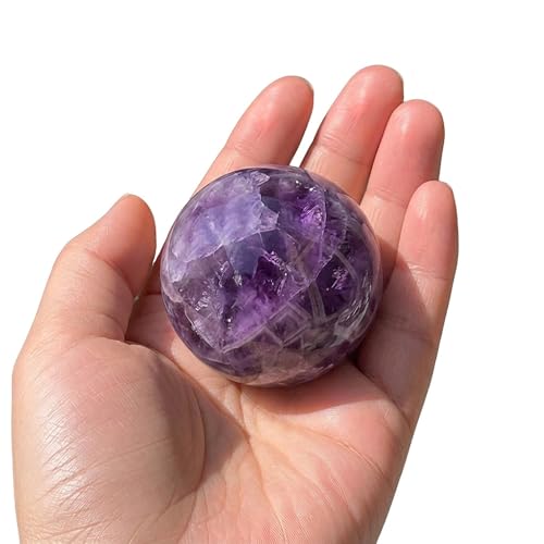 1.6-2 inch Natural Amethyst Crystal Ball with Stand, Hand Polished Purple Crystal Sphere, Reiki Healing Gemstone Ball, Feng Shui Home Desktop Decor, Spiritual Collectible Craft Gift - color: Amethyst, size: 40-50mm