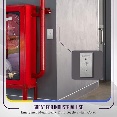 ENERLITES Toggle Switch Metal Cover Plate with Emergency Label, Midsize - color: Emergency Silver, size: Midsize