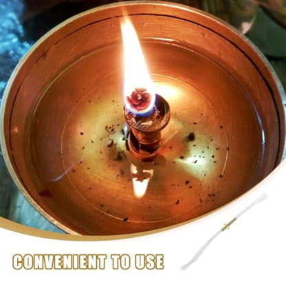 DECHOUS 2Pcs Fiberglass Wicks for Oil Lamps, Oil Lantern Wicks Oil Lamps Wicks with Metal Tube Holder, Kerosene Oil Lamp Wicks for Butter Lamps, Temple Lamps, Home Decor