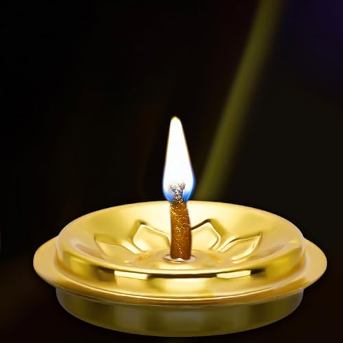 WEBEEDY 20 Pcs Gold Oil Lamp Floating Wick Holder Metal Lotus Floating Candle Wicks Disc Holder Oil Lamp Parts Kerosene Wick Holder for Temple Buddhist Supplies Table Centerpiece, 4cm/1.6''