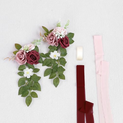 10 Burgundy Wedding Aisle Decorations - color: Burgundy + Mauve