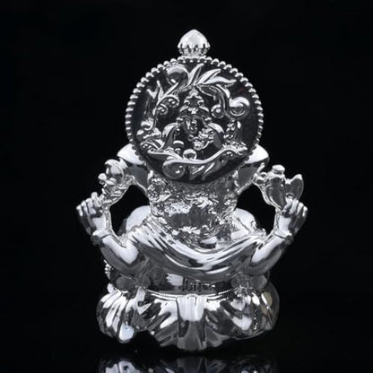 Ganesha Idol Ganesha Murti Ganpati Idol Handcrafted Ganesha Silver Plated Ganesha for CarDashboard Home Decor Puja Room Decorative Showpiece Gift Item (Silver Plated Vighnaharta Ganesha)
