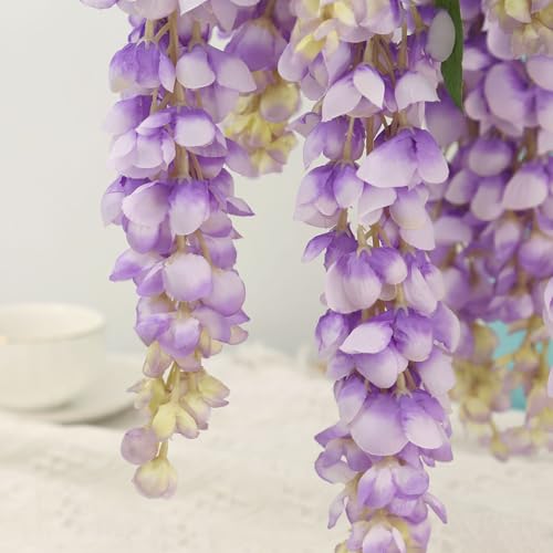 4pcs 47.2in Artificial Fake Wisteria Hanging Flower Garland Silk(purple) - color: Purple