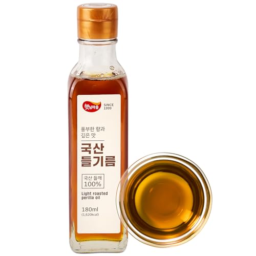 Korean Food 100% Korean Perilla Oil, Premium Perilla Seed Oil, Glass, 180ml