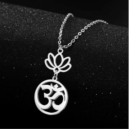 Women OM Necklace Indian Yoga Aum Om Ohm Pendant Necklace Stainless Steel Hindu Meditation Charm Sanskrit Symbol Spiritual Amulet Jewelry for Women Men - color: S-2pcs pendant