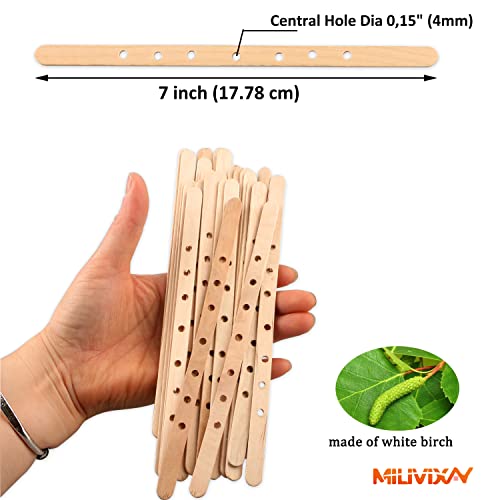 MILIVIXAY 100pcs Wooden Wick Holders - Candle Wicks Centering Device for Large & Multiwick Candles.