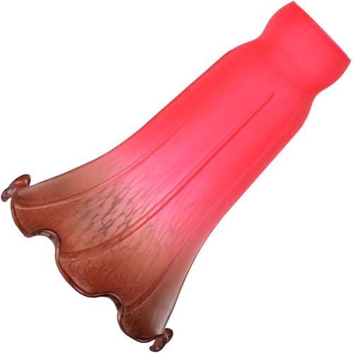 Bieye LS71 Lily Flower Blown Glass Lampshade (Red Brown, Opening I.D. 1.26" x O.D. 1.5") - color: Red Brown, size: Large I.D. 1.26" x O.D. 1.5"