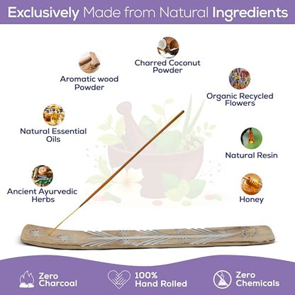 Satya Lavender Incense Sticks, Satya Bng (Bangalore) Insenses 15gmx3 Pack (45 GMS) with Raajsee Incense Holder Bundle, Satya Nagchampa Natural Incense - color: Lavender
