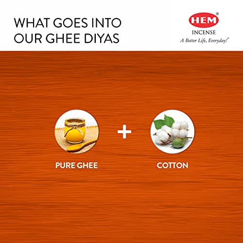 Hem Aradhna Pure Ghee Diya with Batti Pack of 100 Diyas | Pooja Room Items for Home | Wax Free | Ghee Wicks for Prayers, Rituals & Special Occasions | Burning Time: 30 mins