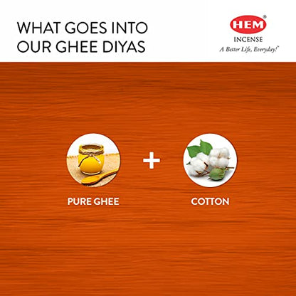 Hem Aradhna Pure Ghee Diya with Batti Pack of 100 Diyas | Pooja Room Items for Home | Wax Free | Ghee Wicks for Prayers, Rituals & Special Occasions | Burning Time: 30 mins