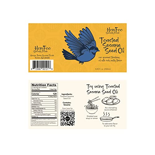 HonFoo Toasted Sesame Oil, 8.45 Fl Oz Glass Decorative Bottle, It’s Toasted
