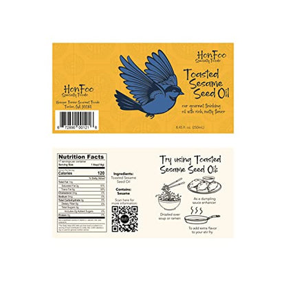 HonFoo Toasted Sesame Oil, 8.45 Fl Oz Glass Decorative Bottle, It’s Toasted