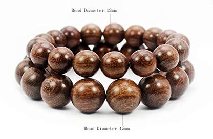 Prayer Bead bracelet Mala Beaded Bracelets for Men Women 12/15MM … - color: 15mm 15 beads Gold sandalwood