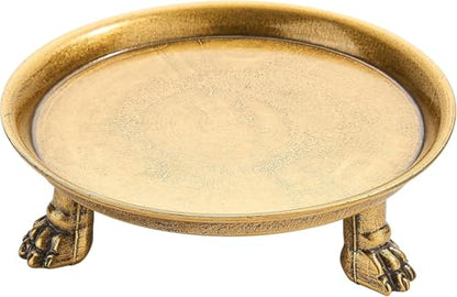 khtumeware 4.5 Inch 100% Solid Brass Clawfoot Candle Dish - Antique Pedestal Dish - Candle Holder - Jewelry Holder - Perfect for Wax Candles, Rings, and Trinkets - color: Antique Brass