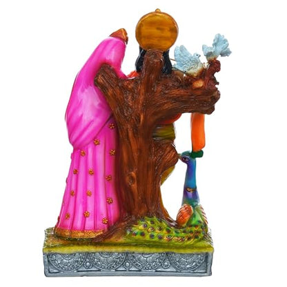 ZAYVIA Colorful Statue of Radha-Krishna with Cow Polyresin Statue(12 inches)