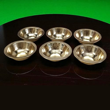 Set of 6 Brass Katori Prasad Bowls 2.75 Inch | Small Pooja Bowls for Temple, Prasadam, Bhog, Kitchen & Dining | Traditional Brass Serving Bowls for Festivals, Rituals, Gifting & Home Décor
