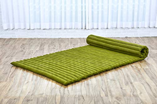 Leewadee Wide Thai Roll Mat 75 x 39 inches Kapok Firm - color: Cl23 - Green, size: L: 75x39"