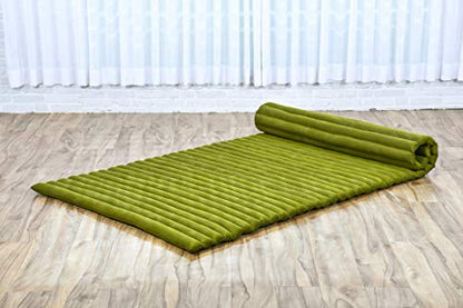 Leewadee Wide Thai Roll Mat 75 x 39 inches Kapok Firm - color: Cl23 - Green, size: L: 75x39"