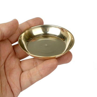 Craftsman SATVIK 6 Pc Set Pure Brass Pujan Prasad Bhog Thali Mandir Temple Indian Hindu Rituals Diwali Festive Kahnaji Bhog Puja Plate Indian Housewarming Return Gift Items Bulk