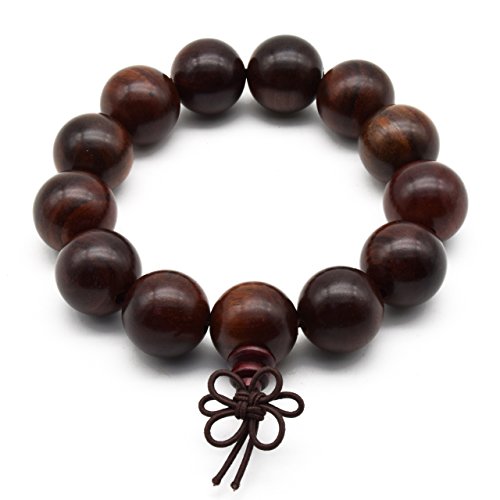 Zen Dear Unisex Natural Rosewood Prayer Beads Buddha Buddhist Prayer Meditation Mala Necklace Bracelet - style: 18mm 13 beads
