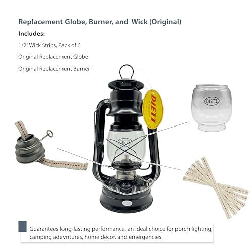 Light of Mine - Dietz #76 Original Lantern with Replacement Wick Strips (#76 Replacement Globe, Burner, Wick) - style: #76 Replacement Globe, Burner, Wick