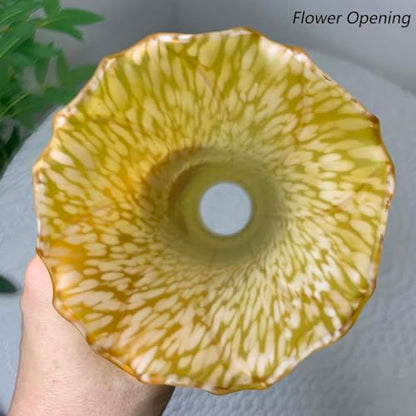 Bieye LS98 Lily Flower Blown Glass Lampshade (Yellow, Opening I.D. 1.26" x O.D. 1.5") - color: Yellow, size: Large I.D. 1.26" x O.D. 1.5"