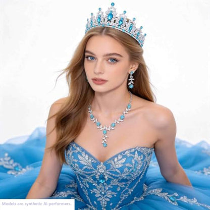 Kamirola Tiaras and Crowns for Women,Tiaras Earrings Necklace, Crystal Bridal Jewelry Set, Costume Party Halloween Prom Pageant Jewelry for Women(TR45) - color: Lackblue