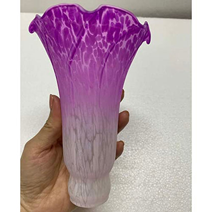 Bieye LS03 Lily Flower Blown Glass Lampshade (White Purple, Opening I.D. 1.26" x O.D. 1.5") - color: White Purple, size: Large I.D. 1.26" x O.D. 1.5"