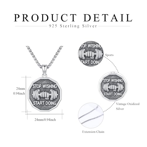 Coexist Necklace 925 Sterling Silver Yin Yang/Star of David Pendant World Religions Harmony Necklace Religion Jewelry Gift for Men - style: Dumbbell