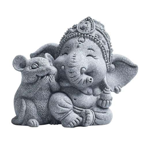 livelyfish Hindu Elephant Statue Lord Ganesha Figurine Meditation Buddha, C - color: C