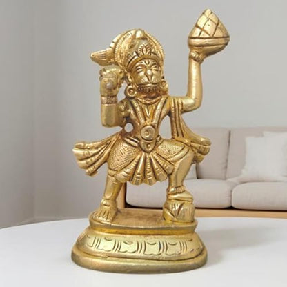 Brass Hanuman Idol 3.5 Inch (200g) – Lord Bajrangbali Anjaneya Pavanputra Statue, Hindu God Murti for Pooja, Home Temple Decor & Worship, Decorative Brass Sculpture, Spiritual Gift for Home & Office