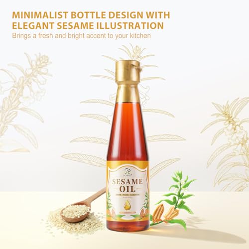 Soeos Sesame Oil, 8.45 Fl Oz (250 ml), Pure Roasted Sesame Seed Oil for Cooking & Seasoning, Rich Nutty Aroma, Ideal for Stir-Fry, Marinades, Noodles & Asian Cuisine - size: 8.45 Fl Oz (Pack of 1)