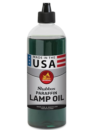 Ner Mitzvah Paraffin Lamp Oil - Green Smokeless, Odorless, Clean Burning Fuel for Indoor and Outdoor Use with E-Z Fill Cap and Pouring Spout - 32oz - color: Green
