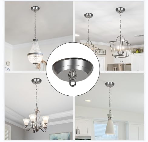 10 Feet Heavy Duty Silver Chain with 5" Light Canopy Kit for Chandelier, Swag Light Kit Light Fixture Mounting Bracket for Hanging Light,L0020 - color: Silver 10 Ft Chain with 5" Canopy