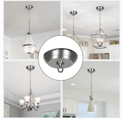 10 Feet Heavy Duty Silver Chain with 5" Light Canopy Kit for Chandelier, Swag Light Kit Light Fixture Mounting Bracket for Hanging Light,L0020 - color: Silver 10 Ft Chain with 5" Canopy