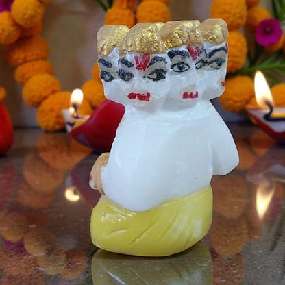 Marble Lord Kartikeya Idol 2 Inch 50 Gram | Handcrafted White Marble Murugan Statue with Hand-Painted Details for Puja, Home Temple, Meditation & Spiritual Décor | Religious Gift for Devotees