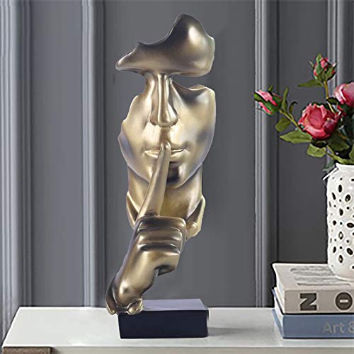 aboxoo Thinker Statue, Silence is Gold Abstract Art Figurine(Gold) - color: Gold, size: Medium