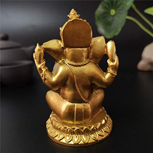 Gold Lord Ganesha Statues- Hindu Elephant God Statue Resin Sculpture Indian Ganesh Buddha Figurine Handmade Gift Decoration Ornaments for Home, Garden, Car