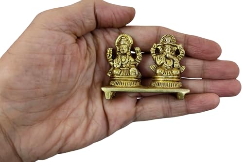 Divine Lakshmi Ganesha Small Brass Statue - Divine Décor, 3-inch Handcrafted Hindu Sculpture for Home Altar and Spiritual Spaces - size: Lakshmi Ganesha - B