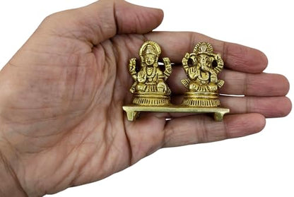 Divine Lakshmi Ganesha Small Brass Statue - Divine Décor, 3-inch Handcrafted Hindu Sculpture for Home Altar and Spiritual Spaces - size: Lakshmi Ganesha - B