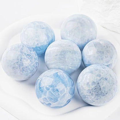 1.6-2 inch Natural Celestite Crystal Ball with Stand, Polished Crystal Sphere - color: Celestite, size: 40-50mm