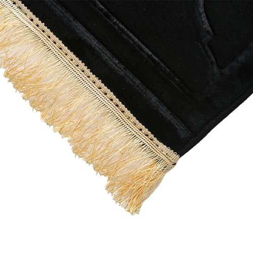 JE JOUE Prayer Rug Muslim Mat Islamic - Thickening Sponge Muslim Rug for Men Women Eid Travel Ramadan, Soft Luxury Great for Knees and Forehead （Black） - color: Black