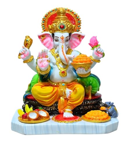 13 Inch Multi-Color Marble Dust Lord Ganesha Vinayaka Vignesha Idol for Home Decor Statue Figurine Murti Showpiece K4777 - size: Model 4 - 13 Inch