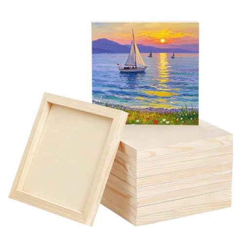 10 Pack 5x5 Inch Unfinished Wood Panel Boards for DIY Painting Art Crafts - size: 5"×5" 10 Pack