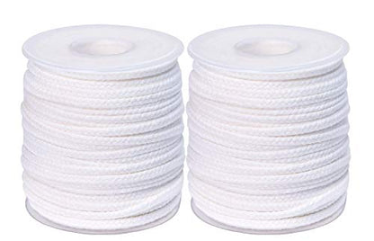 QPZ 200 ft Braided Candle Wicks 100% Cotton 50 PLY for Candle Pillars in 5 1/5" Dia, for Paraffin Wax Soy Beeswax Candle Making, Sold Separately 200 PCS Candle Wick Sustainer Tabs Metal 14mm - size: 50 PLY 200 ft Wick