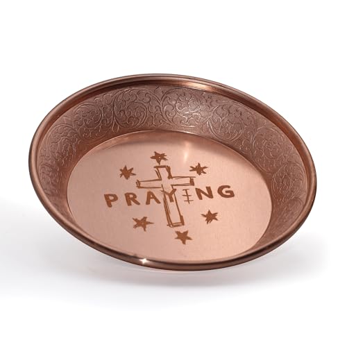 Copper Offering Prayer Ritual Bowl Plate - Great for use Meditation,Smudging, Incense,Candle Dish, Ash Catcher,Jewelry Dish,Witches(Praying) - style: Praying