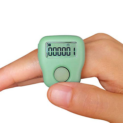 Rechargeable Silent Finger Counter 6 Channels Digital Tasbih Tally Clicker with LED for Prayer Knitting Sports Gift - color: Green