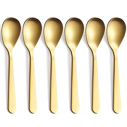 Matte Gold Demitasse Espresso Spoons, Stainless Steel Satin Finish Coffee Spoons, Mini Teaspoons, Sugar Spoons, 4.7-inch, Set of 6, 6-PIECE - color: Gold