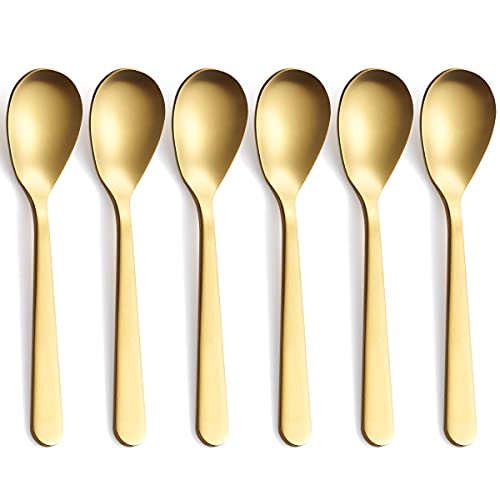 Matte Gold Demitasse Espresso Spoons, Stainless Steel Satin Finish Coffee Spoons, Mini Teaspoons, Sugar Spoons, 4.7-inch, Set of 6, 6-PIECE - color: Gold