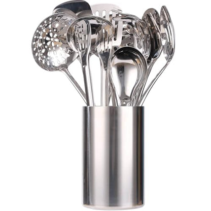 18/10 Stainless Steel Kitchen Utensils Set with Holder for Countertop - color: 12-Pieces